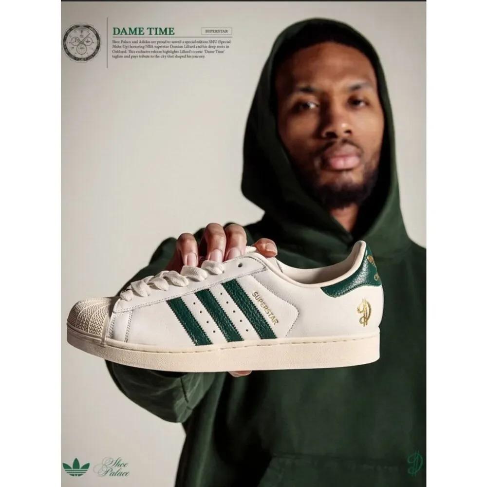 NEW in BOX RARE DAME TIME Adidas Damien Lillard Superstar Mens 9.5 US 43 1/3 EUR